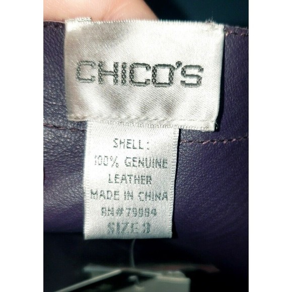 Chico's Reversible Leather & Shiny Plum Purple Snake Skin Jacket NWT Sz XL 3 - Picture 10 of 12
